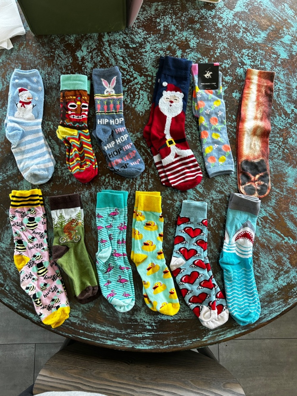 Colorful Assorted Novelty Crew Socks - 12 Pair Set Appx size Ladies 8/10